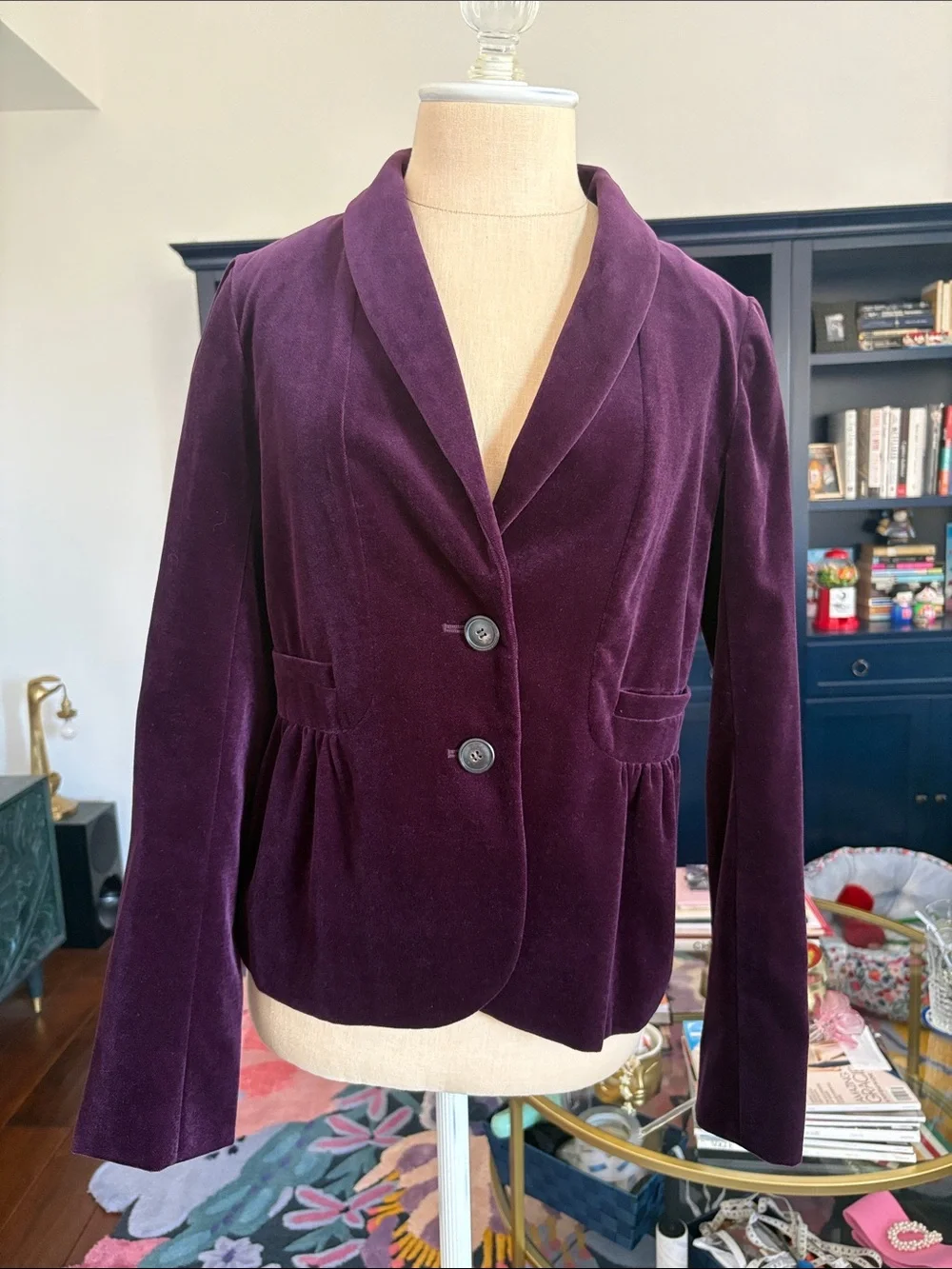 Jcrew Purple Peplum Velvet Women's Blazer Jacket size 4
